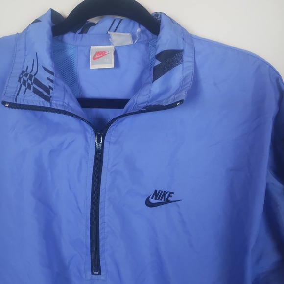 Nike Windbreaker Men's Medium Purple Black Print Half Zip Swoosh Vintage 90s - Picture 2 of 8